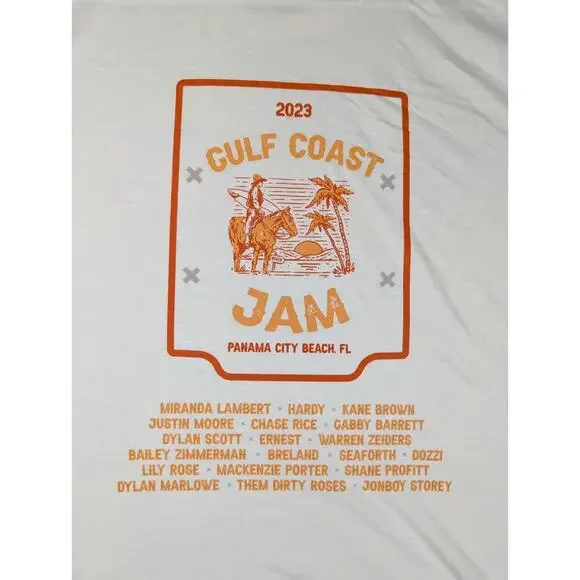 Gulf Coast Jam Mens 2XL Cream 2023 Concert Tour Country Music T Shirt Hardy New - Picture 5 of 8
